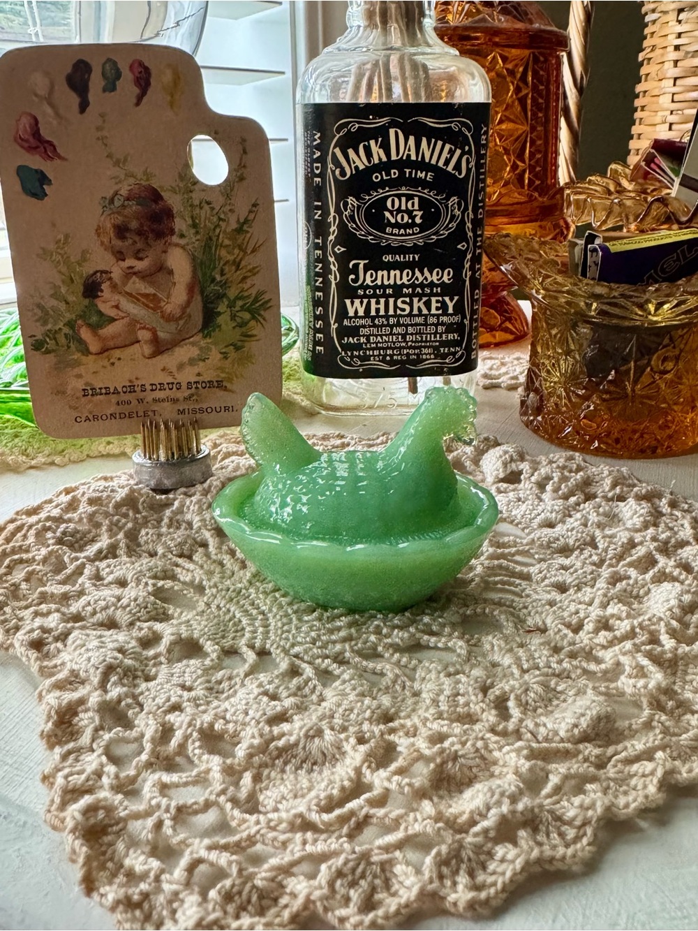 Jadeite Hen On Nest Salt Cellar